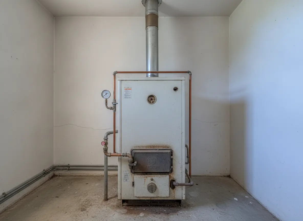 Ancienne chaudière fioul avant remplacement dans une maison à Mazan près de Carpentras