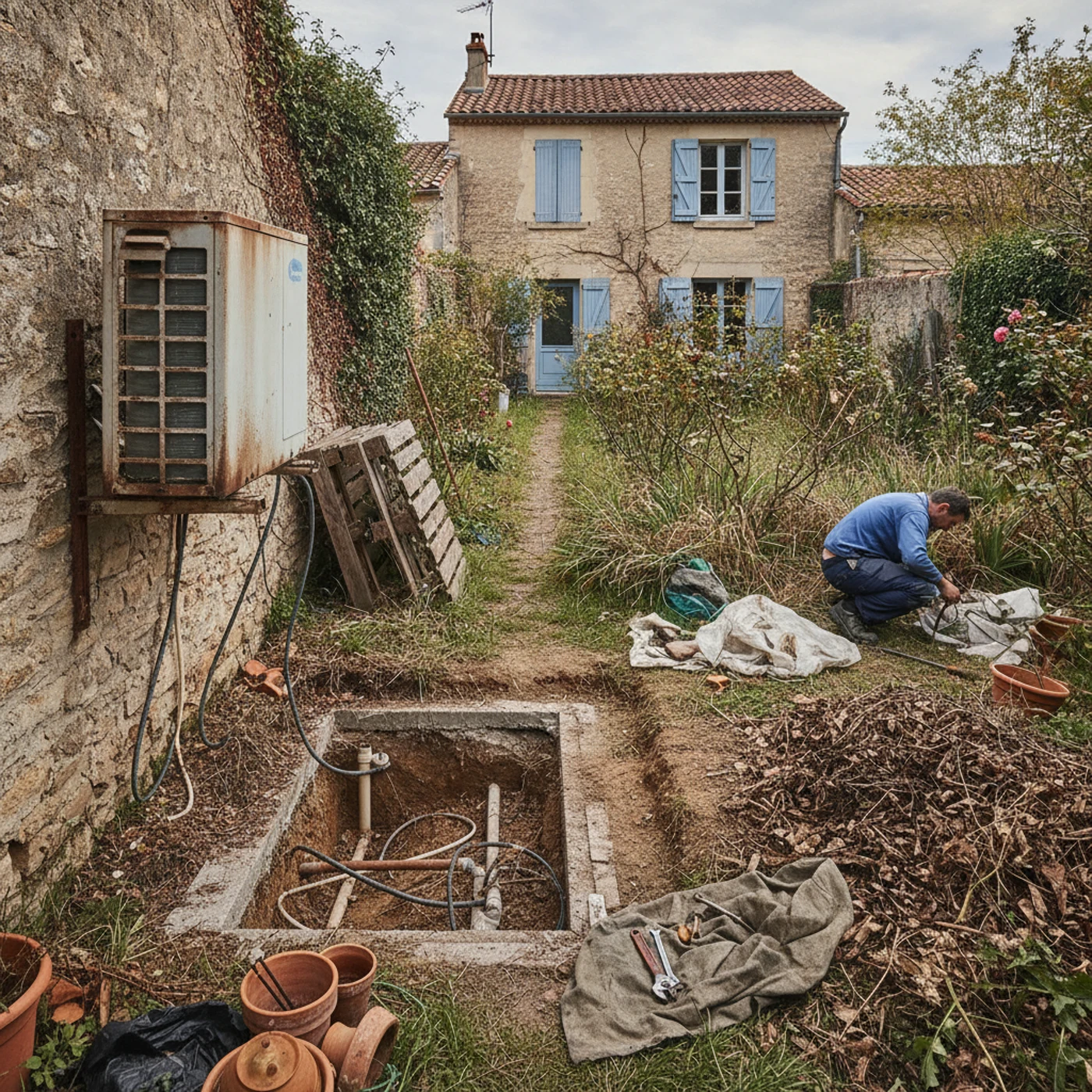 Unité intérieure encrassée avant entretien dans une maison à Mazan